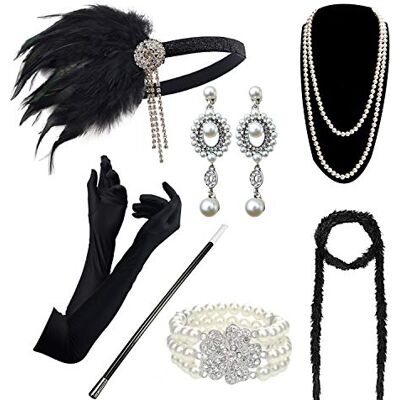 DRESHOW 1920s Accessories Gatsby Costume Set Bandeau Flapper Accessoires Collier Gants pour Femmes - Publicité DRESHOW 1920s Accessories Gatsby Costume Set Bandeau Flapper Accessoires Collier Gants pour Femmes - Publicité