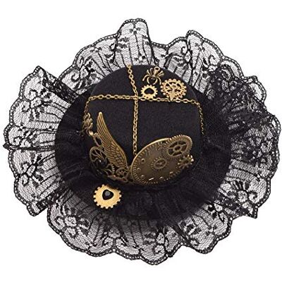 BLESSUME Steampunk gothique mini haut chapeau Dentelle Cheveux agrafe (R) - Publicité BLESSUME Steampunk gothique mini haut chapeau Dentelle Cheveux agrafe (R) - Publicité