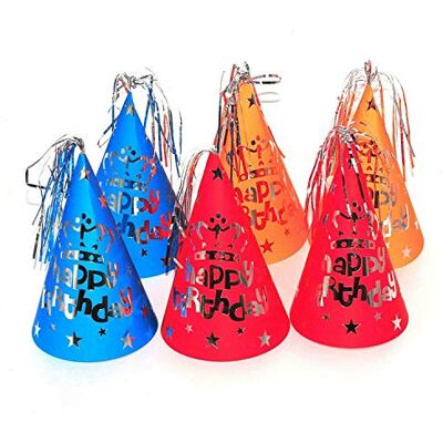 Happium -Chapeaux de fête Cône en papier joyeux anniversaire avec dessus en aluminium, paquet de 10, casquettes de fête colorées pour des vacances amusantes pour les enfants et les adultes - Publicité Happium -Chapeaux de fête Cône en papier joyeux anniversaire avec dessus en aluminium, paquet de 10, casquettes de fête colorées pour des vacances amusantes pour les enfants et les adultes - Publicité