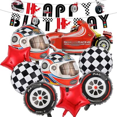 JUNYOHOA 10 pièces decoration anniversaire cars, Décorations de ballons d'anniversaire sur le thème des voitures, Casque de course, étoile à cinq branches, Ballon de course, Banderole, Anniversaire cars - Publicité JUNYOHOA 10 pièces decoration anniversaire cars, Décorations de ballons d'anniversaire sur le thème des voitures, Casque de course, étoile à cinq branches, Ballon de course, Banderole, Anniversaire cars - Publicité