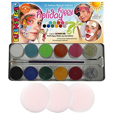 Eulenspiegel 212240 Palette de maquillage Happy Holiday, vegan, kit de maquillage, maquillage pour enfants, carnaval, mardi gras - Publicité Eulenspiegel 212240 Palette de maquillage Happy Holiday, vegan, kit de maquillage, maquillage pour enfants, carnaval, mardi gras - Publicité