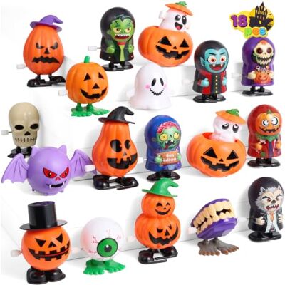 JOYIN Lot de 18 jouets à remonter pour Halloween 18 designs différents Jouet mobile Cadeau d'Halloween pour anniversaire d'enfant Remplissage de sacs cadeaux sucrés ou acides - Publicité JOYIN Lot de 18 jouets à remonter pour Halloween 18 designs différents Jouet mobile Cadeau d'Halloween pour anniversaire d'enfant Remplissage de sacs cadeaux sucrés ou acides - Publicité