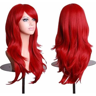 Panda 28 pouces 70 cm Rouge Longs Bouclées Ondulées Cosplay Perruques pour Femmes et Filles, Perruque de Cheveux Synthétiques Résistant à la Chaleur pour Fête Halloween Costume - Publicité Panda 28 pouces 70 cm Rouge Longs Bouclées Ondulées Cosplay Perruques pour Femmes et Filles, Perruque de Cheveux Synthétiques Résistant à la Chaleur pour Fête Halloween Costume - Publicité