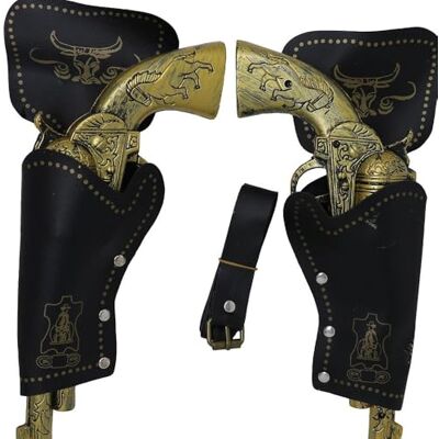 FIESTAS GUIRCA Ceinture Double avec Pistolets Factices (29 cm) Accessoire pour Déguisement de Cow-Boy Western Texas Shérif Carnaval Halloween Adulte Enfant Marron doré - Publicité FIESTAS GUIRCA Ceinture Double avec Pistolets Factices (29 cm) Accessoire pour Déguisement de Cow-Boy Western Texas Shérif Carnaval Halloween Adulte Enfant Marron doré - Publicité