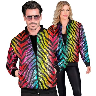 W WIDMANN MILANO Party Fashion Blouson bomber à paillettes pour adultes, tenue de fête pour les festivals et le carnaval - Publicité W WIDMANN MILANO Party Fashion Blouson bomber à paillettes pour adultes, tenue de fête pour les festivals et le carnaval - Publicité