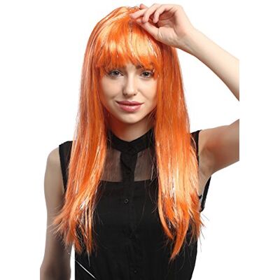 WIG ME UP XR-003-PC24 Perruque Dames Carnaval Long Lisse Poney Orange + Argent Paillettes mèches 55 cm - Publicité WIG ME UP XR-003-PC24 Perruque Dames Carnaval Long Lisse Poney Orange + Argent Paillettes mèches 55 cm - Publicité