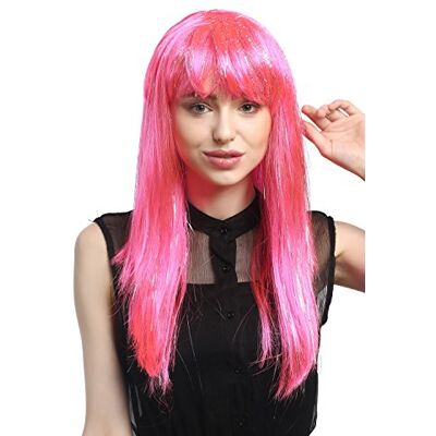 WIG ME UP XR-003-PC5 Perruque Dames Carnaval Long Lisse Poney Rose + Argent Paillettes mèches 55 cm - Publicité WIG ME UP XR-003-PC5 Perruque Dames Carnaval Long Lisse Poney Rose + Argent Paillettes mèches 55 cm - Publicité