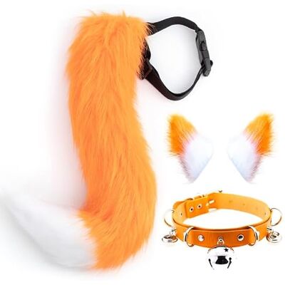 DRESHOW Renard Fausse Fourrure Queue Oreilles De Chat Pince À Cheveux Halloween Costume De Fête Cou Ras Du Cou Cosplay Ensemble pour Adulte Adolescent - Publicité DRESHOW Renard Fausse Fourrure Queue Oreilles De Chat Pince À Cheveux Halloween Costume De Fête Cou Ras Du Cou Cosplay Ensemble pour Adulte Adolescent - Publicité