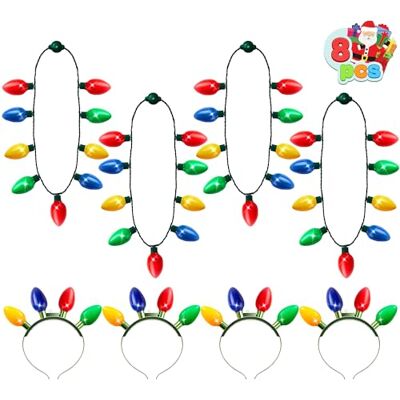 JOYIN 8PCS Bandeau et Collier Lumineux de Noël avec 6 Modes Clignotants, Ensemble de 8 Pièces de Noël avec 4 Colliers et 4 Serre-Têtes LED, Parfait pour les Fêtes de Fin d'Année - Publicité JOYIN 8PCS Bandeau et Collier Lumineux de Noël avec 6 Modes Clignotants, Ensemble de 8 Pièces de Noël avec 4 Colliers et 4 Serre-Têtes LED, Parfait pour les Fêtes de Fin d'Année - Publicité