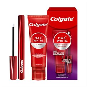 Colgate Kit de blanchiment dentaire Sérum blancheur nuit et dentifrice Max White Ultra 2,5ml + 75ml - Publicité Colgate Kit de blanchiment dentaire Sérum blancheur nuit et dentifrice Max White Ultra 2,5ml + 75ml - Publicité