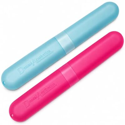 Dental Aesthetics 2X Etui de Voyage pour Brosse à Dents ~ 1 Rose & 1 Bleu - Publicité Dental Aesthetics 2X Etui de Voyage pour Brosse à Dents ~ 1 Rose & 1 Bleu - Publicité