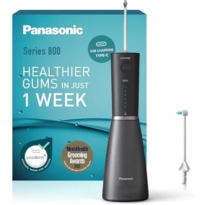 Panasonic Series 800 Ultrasonic Irrigateur EW-DJ86-K503, Hydropulseur Dentaire, Jet dentaire, 200ml, 1 Buse Orthodontique & Ultrasonique, 5 Réglages de Pression, Accesoire de Voyage, USB-C, Noir - Publicité Panasonic Series 800 Ultrasonic Irrigateur EW-DJ86-K503, Hydropulseur Dentaire, Jet dentaire, 200ml, 1 Buse Orthodontique & Ultrasonique, 5 Réglages de Pression, Accesoire de Voyage, USB-C, Noir - Publicité
