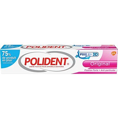 Polident Fixe en 3D Original Fixation Forte + Anti-Particules 70g (lot de 3) - Publicité Polident Fixe en 3D Original Fixation Forte + Anti-Particules 70g (lot de 3) - Publicité