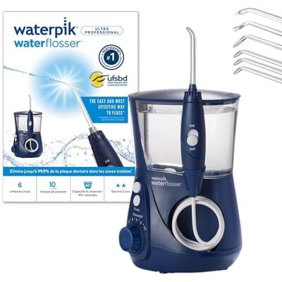 Waterpik Ultra Professionnel Hydropulseur Dentaire -10 niveaux de pression Jet dentaire avec 10 niveaux de pression, 90+ secondes de nettoyage, 6 embouts inclus. Recommandé par l'USFBD. Bleu - Publicité Waterpik Ultra Professionnel Hydropulseur Dentaire -10 niveaux de pression Jet dentaire avec 10 niveaux de pression, 90+ secondes de nettoyage, 6 embouts inclus. Recommandé par l'USFBD. Bleu - Publicité