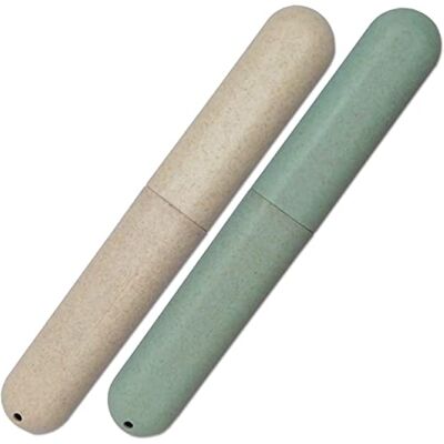 Dental Aesthetics Lot de 2 étuis à brosse à dents en paille de blé écologique, vert/blanc, Étui pour brosse à - Publicité Dental Aesthetics Lot de 2 étuis à brosse à dents en paille de blé écologique, vert/blanc, Étui pour brosse à - Publicité