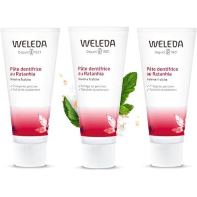 Weleda Trio Pâte dentifrice au Ratanhia Protège et renforce les gencives Vegan* Certifié Natrue** -Tube 75 ml x 3 - Publicité Weleda Trio Pâte dentifrice au Ratanhia Protège et renforce les gencives Vegan* Certifié Natrue** -Tube 75 ml x 3 - Publicité
