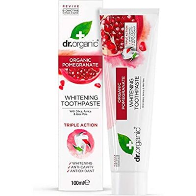 Dentifrice à la Grenade Bio de Dr Organic - Blanchiment, Sensibilité - Publicité Dentifrice à la Grenade Bio de Dr Organic - Blanchiment, Sensibilité - Publicité
