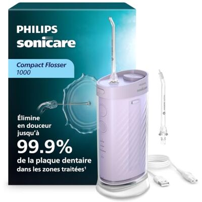 PHILIPS Sonicare jet dentaire compact Flosser 1000 – hydropulseur dentaire avec 3 modes de nettoyage, étanchéité IPX7, santé des gencives, idéal en déplacement, coloris violet clair, modèle HX3333/23 - Publicité PHILIPS Sonicare jet dentaire compact Flosser 1000 – hydropulseur dentaire avec 3 modes de nettoyage, étanchéité IPX7, santé des gencives, idéal en déplacement, coloris violet clair, modèle HX3333/23 - Publicité