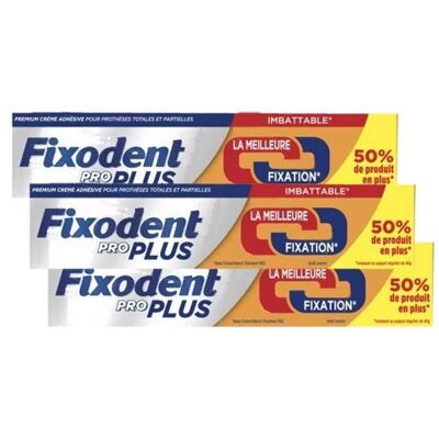 Fixodent Proplus Crème adhésive Duo Action Lot de 3 x 60grs - Publicité Fixodent Proplus Crème adhésive Duo Action Lot de 3 x 60grs - Publicité
