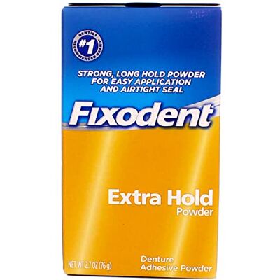 Fixodent Extra Hold, Denture Adhesive Powder--2.7 oz (76 g) by - Publicité Fixodent Extra Hold, Denture Adhesive Powder--2.7 oz (76 g) by - Publicité