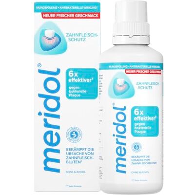Bain de bouche Meridol - Haleine fraîche, soin des gencives, 400ml - Publicité Bain de bouche Meridol - Haleine fraîche, soin des gencives, 400ml - Publicité