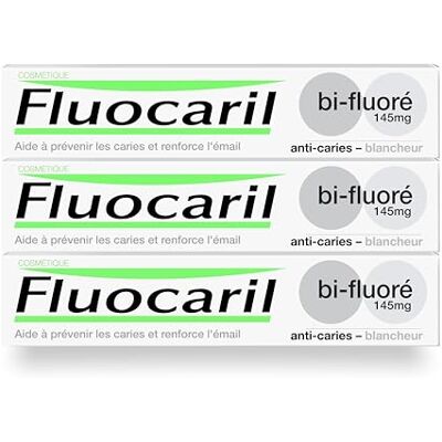 Fluocaril Dentifrice Anti-Caries 145mg Blancheur 3x75ml - Publicité Fluocaril Dentifrice Anti-Caries 145mg Blancheur 3x75ml - Publicité