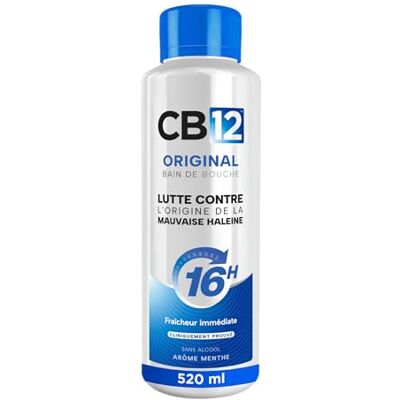 CB12 Original Bain de bouche – Sans alcool Cliniquement prouvé contre la mauvaise haleine pendant 16 heures – Fraîcheur longue durée – Renforce et protège les dents Menthe- 520 ml - Publicité CB12 Original Bain de bouche – Sans alcool Cliniquement prouvé contre la mauvaise haleine pendant 16 heures – Fraîcheur longue durée – Renforce et protège les dents Menthe- 520 ml - Publicité