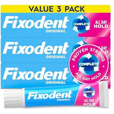 Fixodent Complete Original Lot de 3 crèmes adhésives pour prothèses dentaires 68 g - Publicité Fixodent Complete Original Lot de 3 crèmes adhésives pour prothèses dentaires 68 g - Publicité
