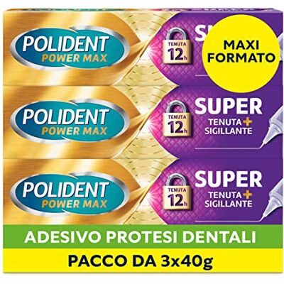 Polident Super étanchéité + scellant, adhésif pour prothèses dentaires, 12 heures de tenue quotidienne, goût neutre, paquet 3 x 40 g - Publicité Polident Super étanchéité + scellant, adhésif pour prothèses dentaires, 12 heures de tenue quotidienne, goût neutre, paquet 3 x 40 g - Publicité