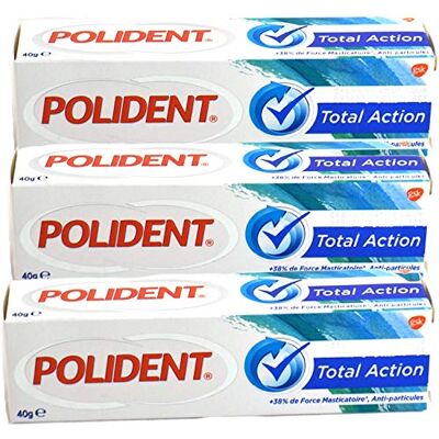 Polident GSK Total Action Crème adhésive pour prothèses dentaires - Lot de 3 tubes de 40 Grammes - Publicité Polident GSK Total Action Crème adhésive pour prothèses dentaires - Lot de 3 tubes de 40 Grammes - Publicité