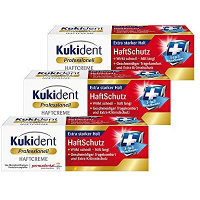 Kukident Lot de 3 crèmes adhésives de protection pour les troisièmes 3 x 40 g - Publicité Kukident Lot de 3 crèmes adhésives de protection pour les troisièmes 3 x 40 g - Publicité