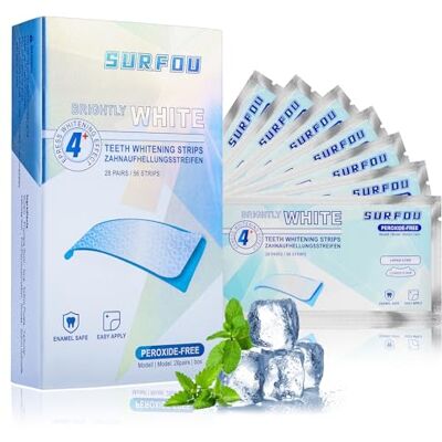 SURFOU Bandes blanchissantes douces pour les dents 28 traitements 56 bandes – blanchiment des dents sans peroxyde pour un sourire radieux blanchiment doux des dents - Publicité SURFOU Bandes blanchissantes douces pour les dents 28 traitements 56 bandes – blanchiment des dents sans peroxyde pour un sourire radieux blanchiment doux des dents - Publicité