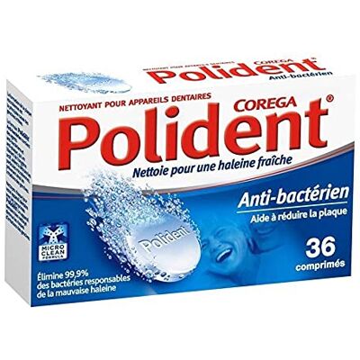 Polident Anti-Bactérien aide à Réduire la Plaque 36 Comprimés (lot de 3) - Publicité Polident Anti-Bactérien aide à Réduire la Plaque 36 Comprimés (lot de 3) - Publicité