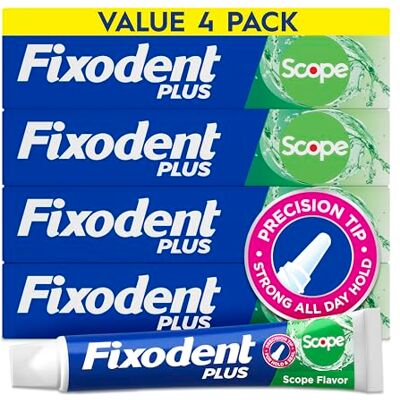 Fixodent Plus Scope Secure Denture Adhesive 2.0oz (Pack of 4) eComm - Publicité Fixodent Plus Scope Secure Denture Adhesive 2.0oz (Pack of 4) eComm - Publicité