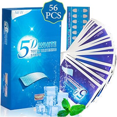 ASOVR 5D Bande Blanchiment Dentaire Puissant, Non-sensible White Bandes Blanchissantes Dents, Teeth Whitening Strips à Adhérence Unique, Avec Facteurs de blanchiment, 56 pièces pour 28 jours, Saveur menthe - Publicité ASOVR 5D Bande Blanchiment Dentaire Puissant, Non-sensible White Bandes Blanchissantes Dents, Teeth Whitening Strips à Adhérence Unique, Avec Facteurs de blanchiment, 56 pièces pour 28 jours, Saveur menthe - Publicité