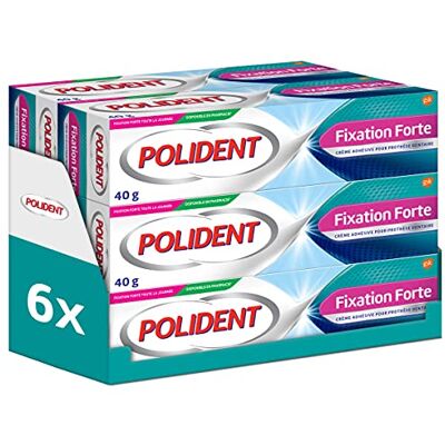 Polident Crème Adhésive Fixation Forte, pour Prothèse Dentaire Partielle ou Complète, Fixation Forte, Maintient fermement l'Appareil, Sans Zinc, Goût Neutre, Lot de 6 x 40 g - Publicité Polident Crème Adhésive Fixation Forte, pour Prothèse Dentaire Partielle ou Complète, Fixation Forte, Maintient fermement l'Appareil, Sans Zinc, Goût Neutre, Lot de 6 x 40 g - Publicité