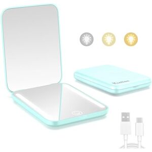 Kintion Miroir de Poche Rechargeable Compact de Maquillage de Voyage à Grossissement x1/3x, 3 Températures de Couleur, Intensité Variable, 400 mAh, Portable pour Sac - Publicité Kintion Miroir de Poche Rechargeable Compact de Maquillage de Voyage à Grossissement x1/3x, 3 Températures de Couleur, Intensité Variable, 400 mAh, Portable pour Sac - Publicité