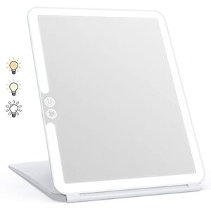 WEILY Miroir de voyage portable avec 72 lumières LED, écran tactile, trois couleurs à intensité variable, ultra fin, 2000 mAh, rechargeable par USB, miroir cosmétique pliable (blanc) - Publicité WEILY Miroir de voyage portable avec 72 lumières LED, écran tactile, trois couleurs à intensité variable, ultra fin, 2000 mAh, rechargeable par USB, miroir cosmétique pliable (blanc) - Publicité