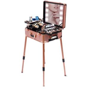 SOPERIT Valise Rolling Maquillage avec LED Miroir Éclairé Professionnel Hauteur réglable Aluminium Coffre À Maquillage et Bluetooth Valise De Maquillage Trolley pour Maquilleur,Esthéticiennes - Publicité SOPERIT Valise Rolling Maquillage avec LED Miroir Éclairé Professionnel Hauteur réglable Aluminium Coffre À Maquillage et Bluetooth Valise De Maquillage Trolley pour Maquilleur,Esthéticiennes - Publicité