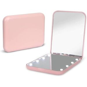 Kintion Miroir de poche, grossissement x1/3x, LED, miroir de maquillage compact avec lumière pour sac à main, double face, portable, pliable, portable, petit miroir lumineux pour cadeau, rose - Publicité Kintion Miroir de poche, grossissement x1/3x, LED, miroir de maquillage compact avec lumière pour sac à main, double face, portable, pliable, portable, petit miroir lumineux pour cadeau, rose - Publicité