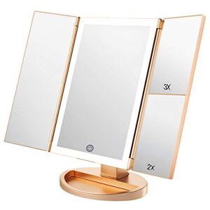 WEILY Miroir de Maquillage avec lumière, Triple écran Tactile Grossissement 1x / 2X / 3X et Chargeur USB ou sans Fil, Support réglable à 180 ° pour Miroir cosmétique de Voyage (Or) - Publicité WEILY Miroir de Maquillage avec lumière, Triple écran Tactile Grossissement 1x / 2X / 3X et Chargeur USB ou sans Fil, Support réglable à 180 ° pour Miroir cosmétique de Voyage (Or) - Publicité