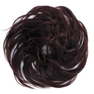 CAISHA Pièce De Cheveux Cheveux Cravate Chignons Coiffures De Mariée Volumineux Chignon Désordonné Légèrement Ondulé Vin Rouge Mix G23B - Publicité