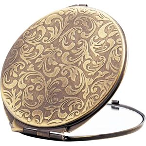 ANZHUO Miroir de voyage compact rétro en métal grossissant 1x/2x compact portable pliable utilisé comme une petite loupe pour portefeuilles. Convient pour le maquillage et les voyages (bronze) - Publicité ANZHUO Miroir de voyage compact rétro en métal grossissant 1x/2x compact portable pliable utilisé comme une petite loupe pour portefeuilles. Convient pour le maquillage et les voyages (bronze) - Publicité