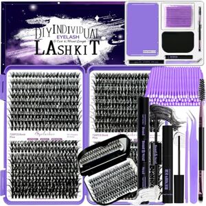 DNSGOOR Kit d'extension de cils DIY 840 pièces D Curl Cluster avec boîte miroir - Publicité DNSGOOR Kit d'extension de cils DIY 840 pièces D Curl Cluster avec boîte miroir - Publicité