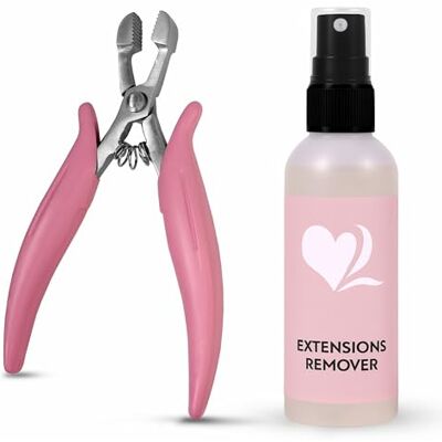 hair2heart Kit de retrait d'extensions capillaires avec pinces et solvant de liaison Retrait facile des extensions de liaison à la kératine et des extensions de ruban Formule à base d'alcool - Publicité hair2heart Kit de retrait d'extensions capillaires avec pinces et solvant de liaison Retrait facile des extensions de liaison à la kératine et des extensions de ruban Formule à base d'alcool - Publicité