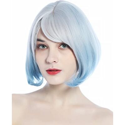 WIG ME UP DL228-88AR3904 Perruque femmes courte carré bleu clair argenté mèches - Publicité WIG ME UP DL228-88AR3904 Perruque femmes courte carré bleu clair argenté mèches - Publicité