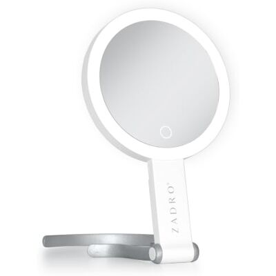 Zadro Miroir de maquillage éclairé par LED, double face avec grossissement 1x et 10x, miroir de courtoisie portable rechargeable avec 3 réglages de couleur à intensité variable, design mains libres et - Publicité Zadro Miroir de maquillage éclairé par LED, double face avec grossissement 1x et 10x, miroir de courtoisie portable rechargeable avec 3 réglages de couleur à intensité variable, design mains libres et - Publicité