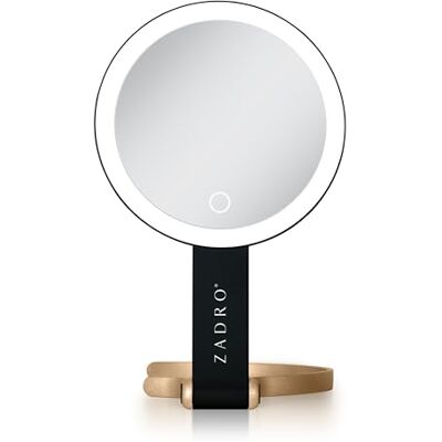 Zadro Miroir de maquillage éclairé par LED, double face avec grossissement 1x et 10x, miroir de courtoisie portable rechargeable avec 3 réglages de couleur à intensité variable, design mains libres et - Publicité Zadro Miroir de maquillage éclairé par LED, double face avec grossissement 1x et 10x, miroir de courtoisie portable rechargeable avec 3 réglages de couleur à intensité variable, design mains libres et - Publicité