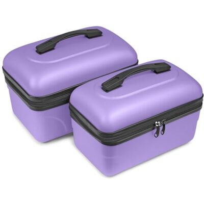 KINSTON Set de 2 Grands Vanity – Vanity Case Rigide Trousse de Toilette Cosmétiques, Rigide avec Poignée, Organisateur de Voyage Grande capacité (Lavande) - Publicité KINSTON Set de 2 Grands Vanity – Vanity Case Rigide Trousse de Toilette Cosmétiques, Rigide avec Poignée, Organisateur de Voyage Grande capacité (Lavande) - Publicité