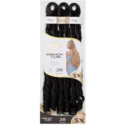 CHERISH Lot de 3 extensions de cheveux synthétiques bouclés 3 x spirales françaises bouclées (couleur 1B) - Publicité CHERISH Lot de 3 extensions de cheveux synthétiques bouclés 3 x spirales françaises bouclées (couleur 1B) - Publicité